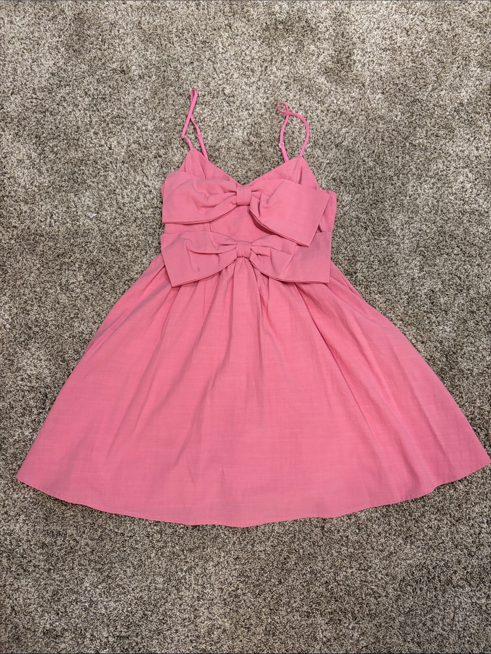 Lush Pink Double-Bow Spaghetti Strap Dress